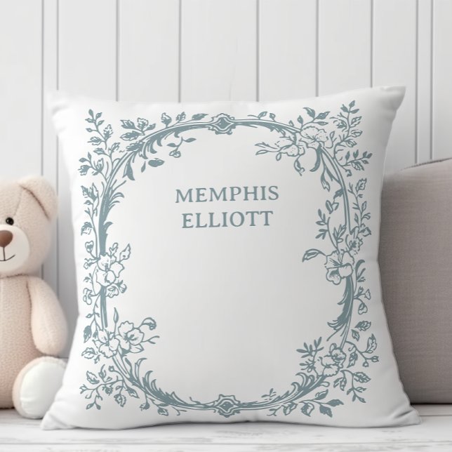 Vintage Tidlös Blommig Blå Bebis Kudde (Skapare uppladdad)