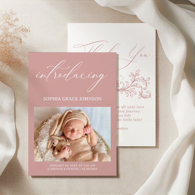 Vintage Tidlös Blommig Rosa Bebis Annonsering Inbjudningar (Skapare uppladdad)