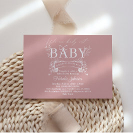 Vintage Tidlös Blommig Rosa Bebis Shower Inbjudningar