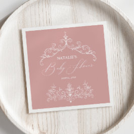 Vintage Tidlös Blommig Rosa Bebis Shower Pappersservett