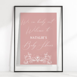 Vintage Tidlös Blommig Rosa Bebisdopp Poster