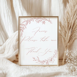Vintage Tidlösa Blommiga Rosa Baby Shower Favors Poster