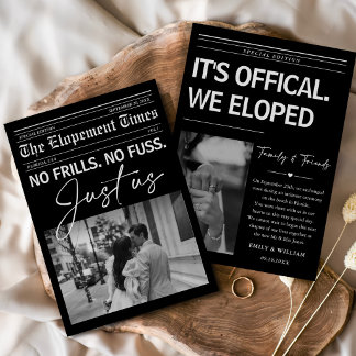 Vintage tidning nygifta elopement kungörelse inbjudningar