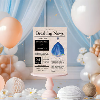 Vintage tidning Quinceañera Blå Azul Inbjudningar