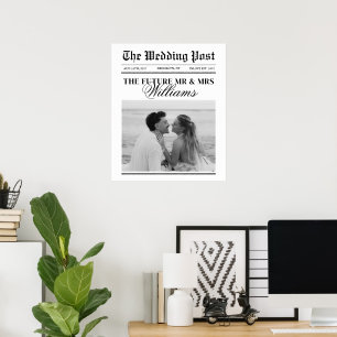 Vintage Tidnings Anpassad Bröllopsfoto Poster