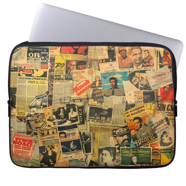 Vintage Tidningscollage Laptopfodral  Laptop Fodral (Framsidan)