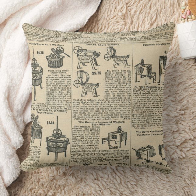 Vintage tidningsdesign kudde (Filt)