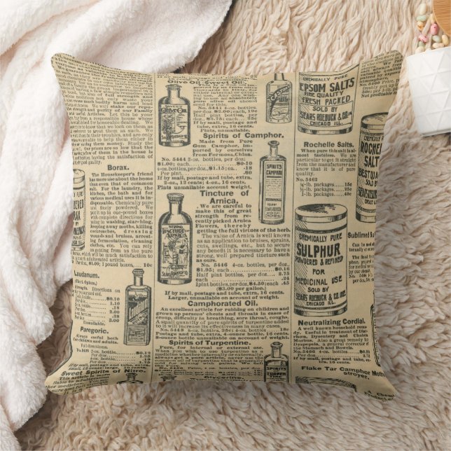 Vintage tidningsdesign kudde (Filt)