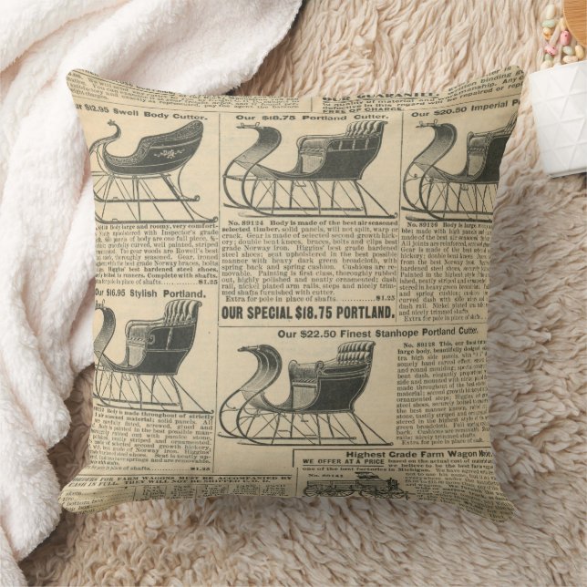 Vintage tidningsdesign kudde (Filt)