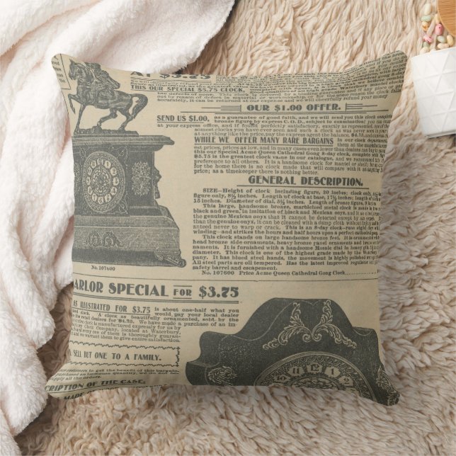 Vintage tidningsdesign kudde (Filt)