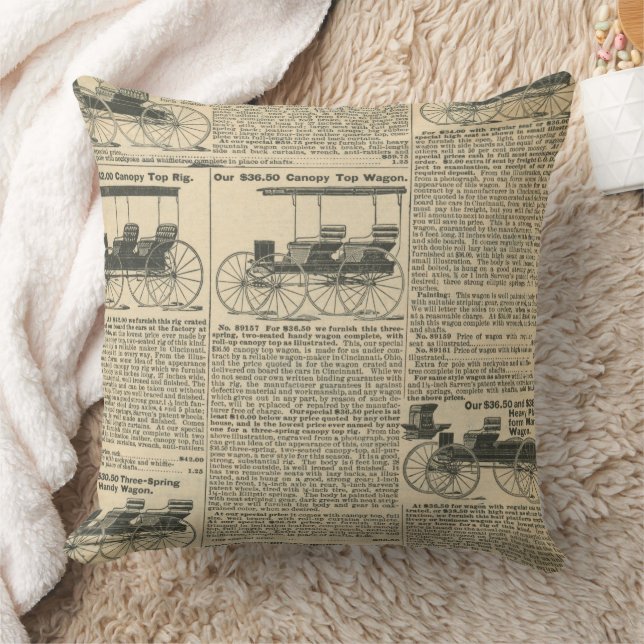 Vintage tidningsdesign kudde (Filt)