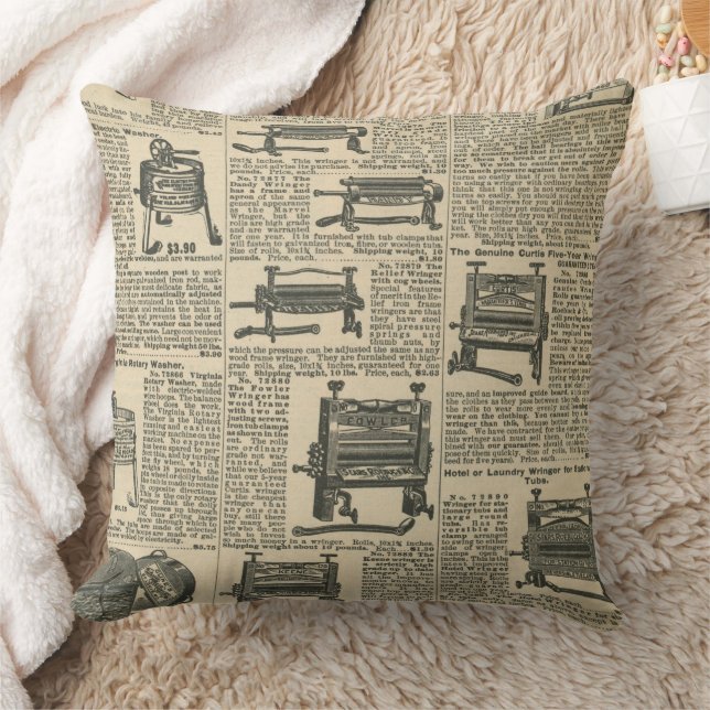 Vintage tidningsdesign kudde (Filt)