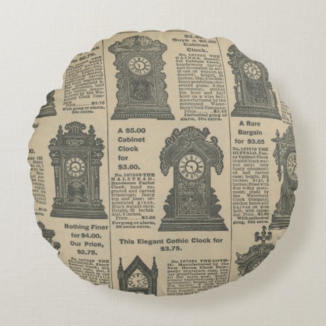 Vintage tidningsdesign rund kudde (Framsidan)