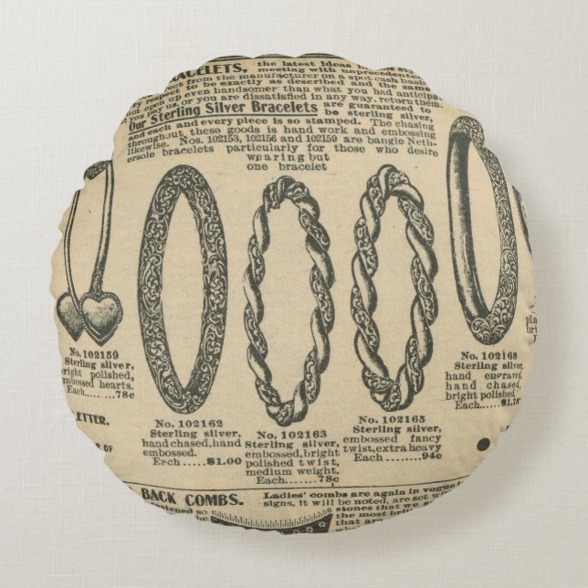 Vintage tidningsdesign rund kudde (Framsidan)