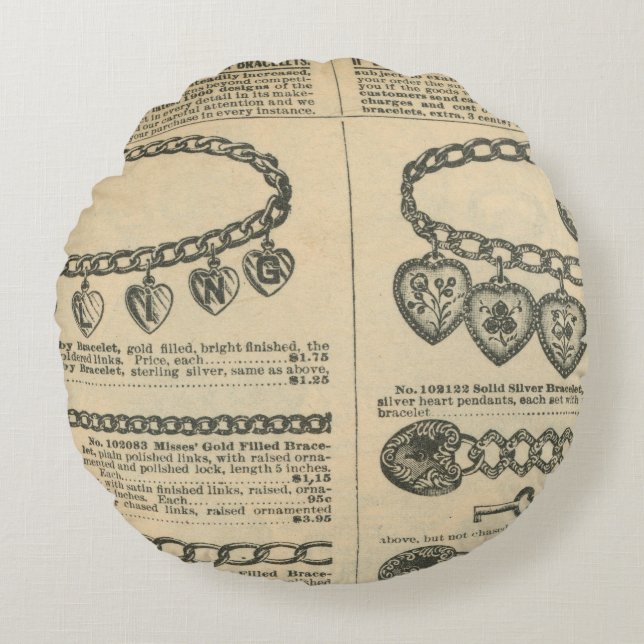Vintage tidningsdesign rund kudde (Framsidan)