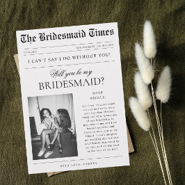 Vintage tidningsfotografi Unikt brudtjänsteförslag Inbjudningar