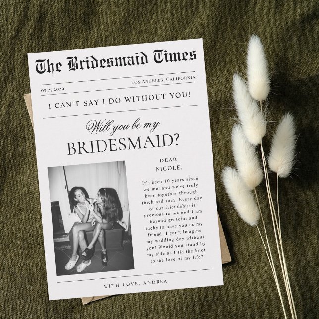 Vintage tidningsfotografi Unikt förslag till brudt Inbjudningar (Skapare uppladdad)