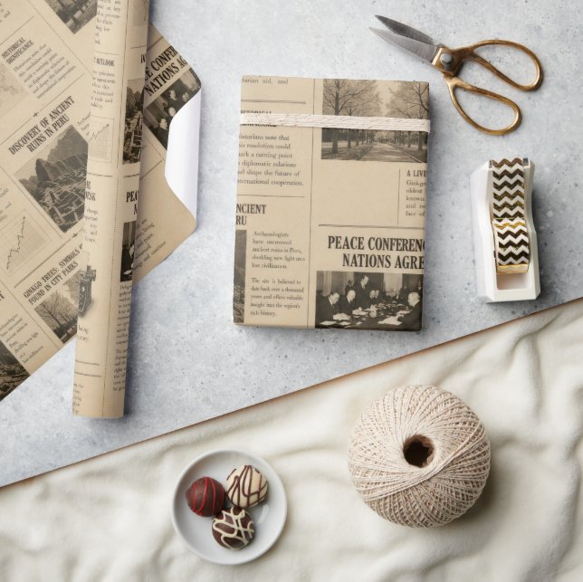 Vintage tidningspappersinpackningspapper presentpapper (Hantverk)
