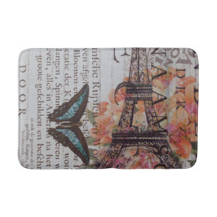 vintage tidningsskript Paris eiffel torn Badrumsmatta