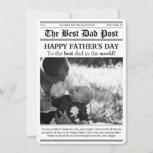 Vintage Tidningsstil Fars Dag Rundad Kort