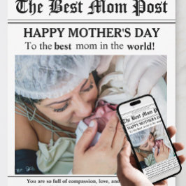 Vintage tidningsstil Mors dag-kort