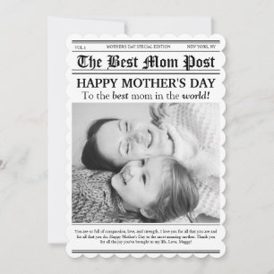 Vintage tidningsstil Mors dag-kort Kort