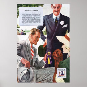 Vintage Tidsinställda kläder från 1937 Poster