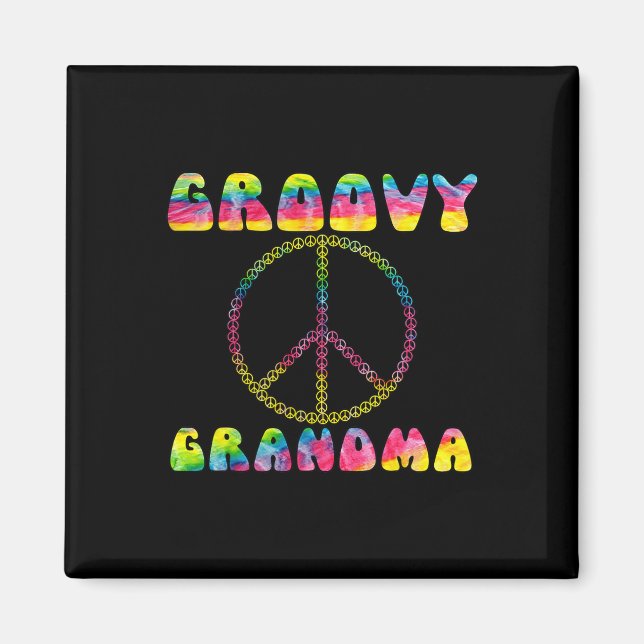 Vintage Tie Dye Fredstecken Groovy Grandma Gift Magnet (Framsidan)