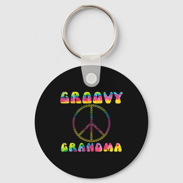 Vintage Tie Dye Fredstecken Groovy Grandma Gift Nyckelring (Framsida)