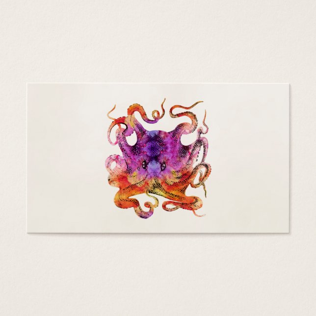 Vintage Tie Dye Octopus Psychedelic Rainbow Visitkort (Framsidan)
