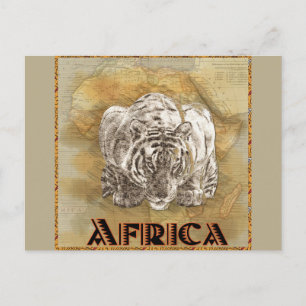 Vintage Tiger Afrika Reskarta Vykort