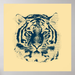 Vintage Tiger Ansikte Poster