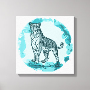 Vintage Tiger Canvastryck