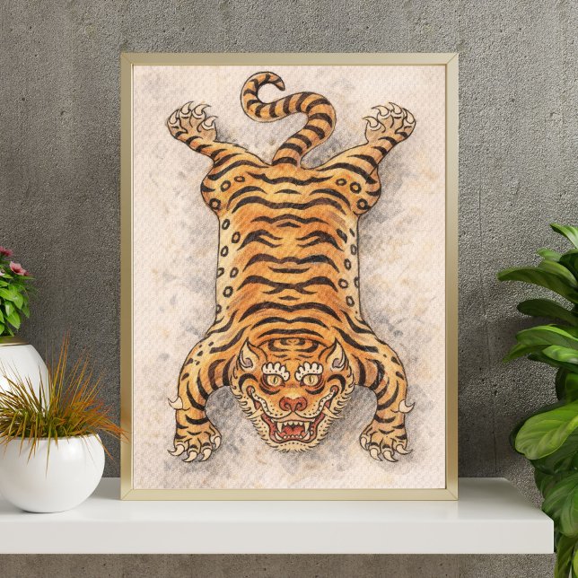 Vintage Tiger-illustration | Traditionell tigerkon Poster (Skapare uppladdad)