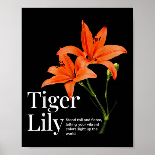 Vintage Tiger Lily Flower Aesthetic  Natu Poster