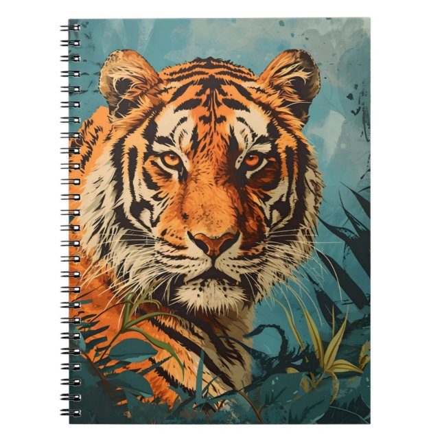 Vintage Tiger: Majestic Nostalgia Anteckningsbok (Framsidan)