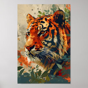 Vintage Tiger: Majestic Nostalgia Poster
