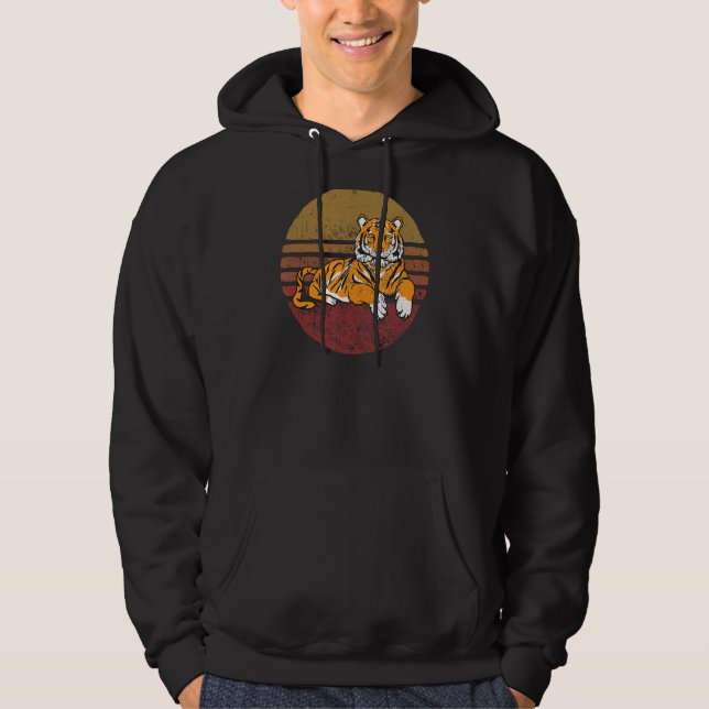 Vintage Tiger Retro Stil Tiger Hoodie (Framsida)
