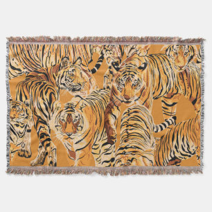 Vintage Tiger Safari Wildlife Mönster Filt