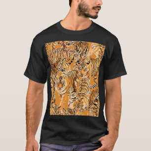 Vintage Tiger Safari Wildlife Mönster T Shirt