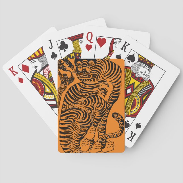 Vintage Tiger Spelkort – Japanska Träsnitt   (Baksidan)