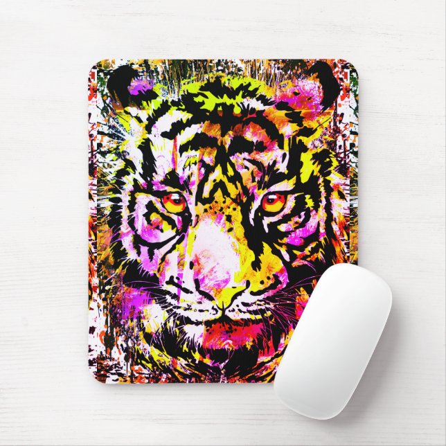 Vintage Tiger - Tiger Big Cats - Wildlife Animal Musmatta (Med mus)