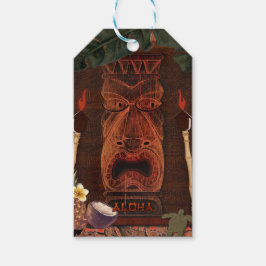 Vintage Tiki Aloha Hawaiiansk Luau Födelsedagsfest Presentetikett