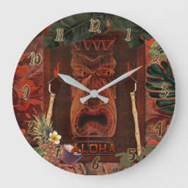 Vintage Tiki Aloha Hawaiiansk Tropisk Ö Stor Klocka