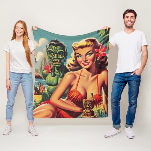 Vintage Tiki Pin Up Fleecefilt (På plats)