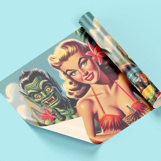 Vintage Tiki Pin Up Presentpapper (Skapare uppladdad)