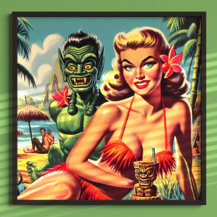 Vintage Tiki Pinup Poster