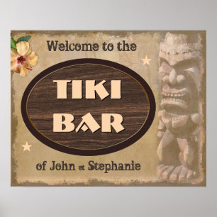 Vintage Tiki Pub signerar med ditt/dina namn Poster
