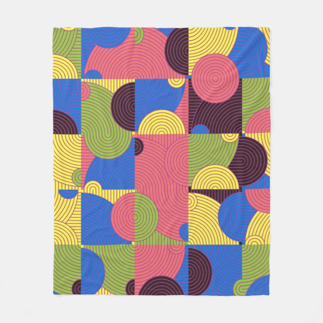 Vintage Tiles Retro 1960-talet Mönster Fleecefilt (Framsidan)