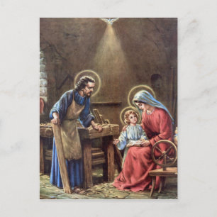 vintage till heligan, Jesus Kristist, Josef, Mary Vykort